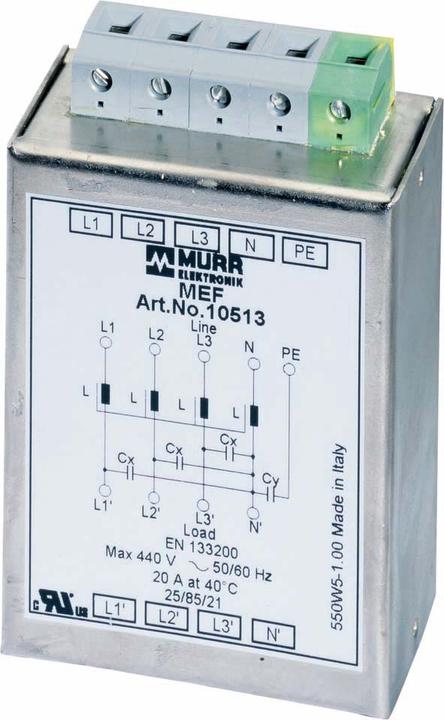 Image du produit Murr Elektronik Murrelektronik Filtre antiparasite de réseau MEF 3/1 N 10A T