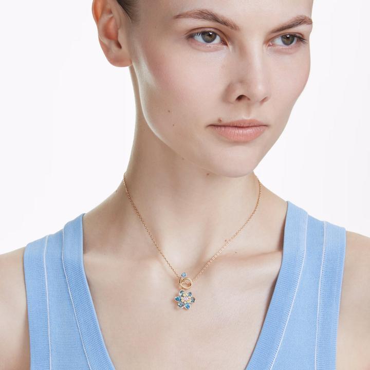Produktbild Swarovski Idyllia Halskette Verschiedene Schliffe Blume Blau Gold (Swarovski Metall)