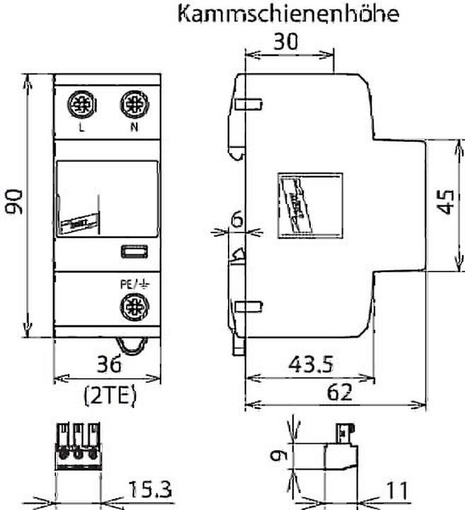 Actual product image Dehn SOEHNE Combination arrestor shield DSH TN 255 Type 2