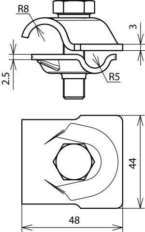 Actual product image Dehn MV clamp NIRO 200kA f. Rd 8-10/16mm w. 392209