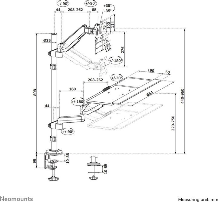Valori nutrizionali e ingredienti Neomounts DS90-325BL1 (Tavolo, 32.01")