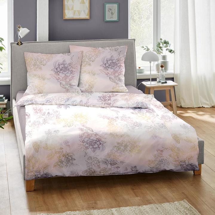 Produktbild Dormisette Mako-Satin Bettwäsche Floral lila (Bettwäsche Set, 135x200 cm + 80x80 cm)