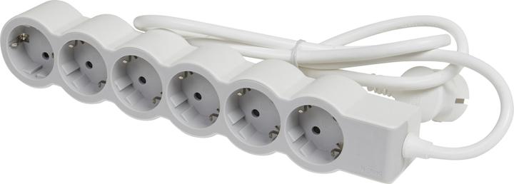 Actual product image Legrand Flat socket strip 6x socket, 1.5 metre cable white-grey 694557 (6 x, CEE 7/7, 1.50 m)