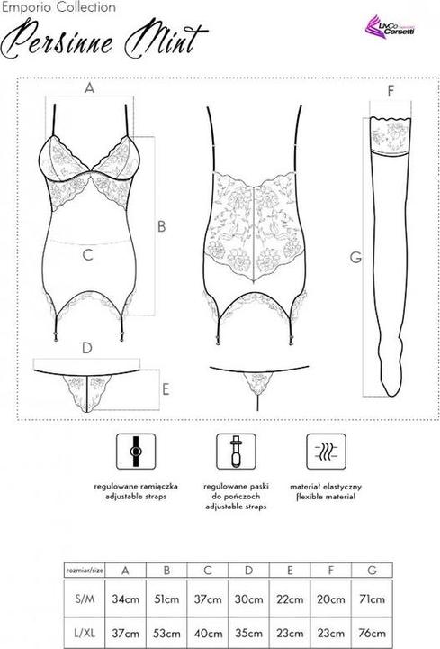 Actual product image LivCo Corsetti Fashion Persinne corset & thong with stockings (L, XL)