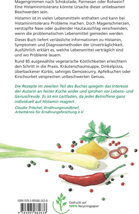 Image du produit Histaminarm vegetarisch (Allemand, Nadja Schäfers, Karin Bauer, 2016)