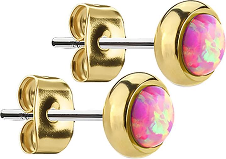 Star Piercing Ohrstecker vergoldet mit Opal pink (Chirurgenstahl 316L, ohne Messing)