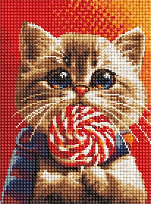 Immagine prodotto Ideyka Quadro Diamante - Gatto con lecca-lecca con cornice 30 x 40 cm