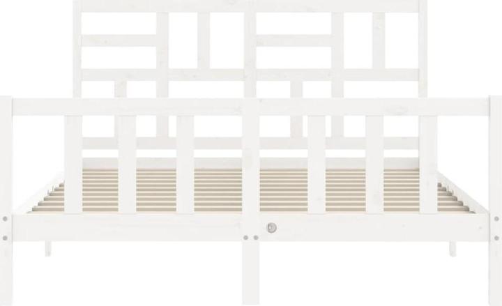 Produktbild VidaXL Massivholzbett mit Kopfteil Weiss 5FT King Size (150 x 200 cm)