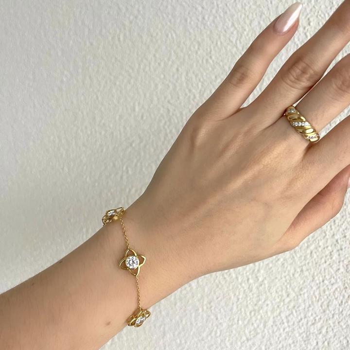 Immagine prodotto Candy Bracciale Gemma, argento 925, placcato oro (20 cm, Argento 925, Placcato oro 18k)