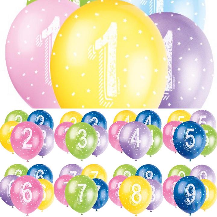 Actual product image Unique Balloons 1 year assorted 30cm (5pcs)