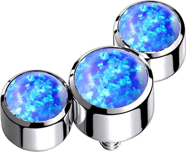 Produktbild Star Piercing Dermal Anchor silber drei Opale blau (Chirurgenstahl 316L)