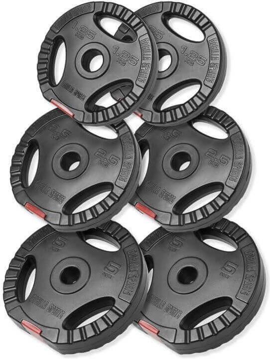 Gorilla Sports Hantelscheibenset (2 x 1.25 kg, 2 x 2.5 kg, 2 x 5 kg)