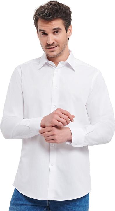 Actual product image Russell Mens Poplin Easy-Care Tailored Long-Sleeved Shirt (S)