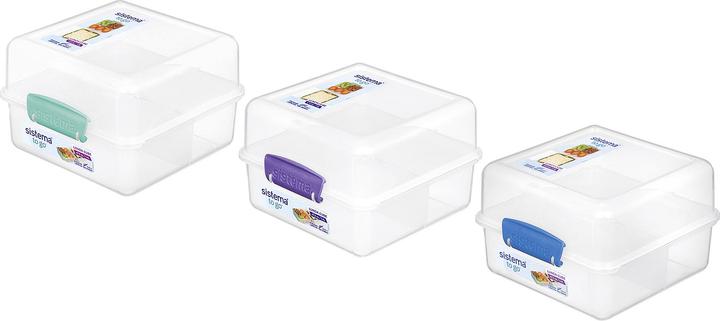 Actual product image Sistema Lunchbox Cube to go 3 compartments 14,5x15x9,6cm assorted colors