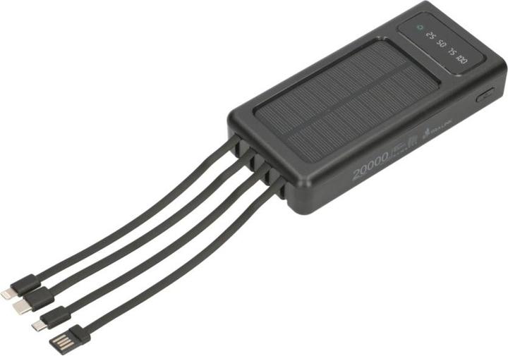 Immagine prodotto Extralink EPB-092 20000mAh Czarny | Powerbank | Powerbank solare, USB-C (20000 mAh, 10 W, 74 Wh)