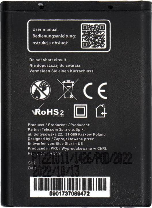 Immagine prodotto BlueStar Battery Blue Star BLUE STAR PREMIUM battery for NOKIA 6020 / 5200 / 5300 / 3220 / 5140 1000 mAh