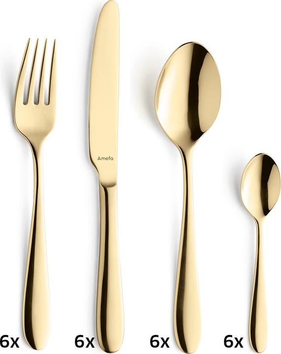 Produktbild Amefa OXFORD Besteckset 24-teilig PVD gold (24 Stück, Besteck Set)