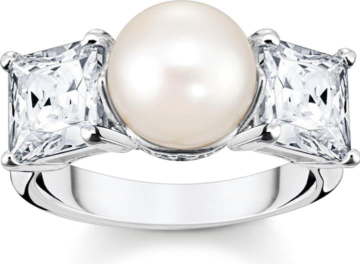 Thomas Sabo Ring Perle mit weissen Steinen silber (56, 925 Silber)