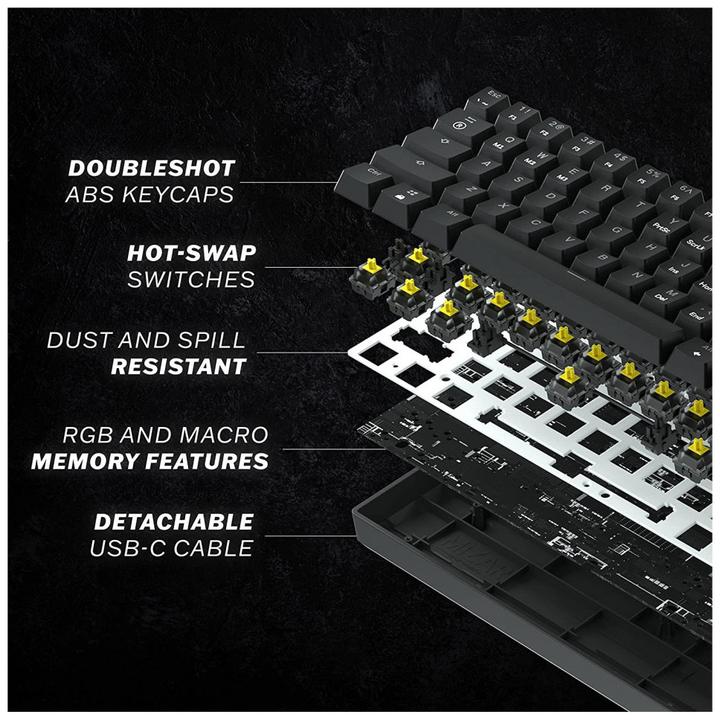 Produktbild HK Gaming Keyboard GK61 RGB Black with Gateron Mechanical Yellow Switches (mini 60% US Layout) (DE, Kabelgebunden)