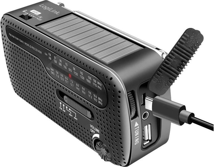 Actual product image LogiLink Dynamo hand crank radio (VHF, MW, KW)