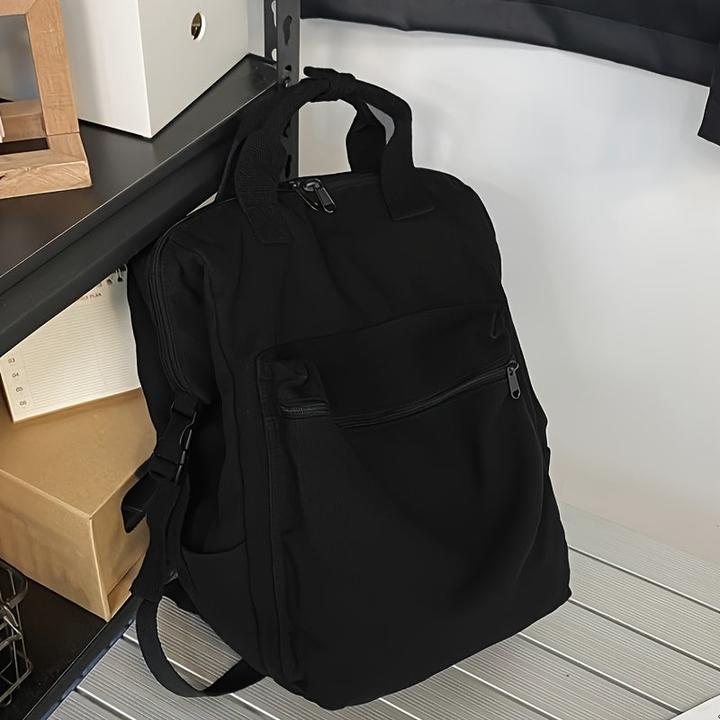 Image du produit Only-Bags.Store Grand sac à dos décontracté en toile, sac à cadre de couleur unie avec de multiples compartiments