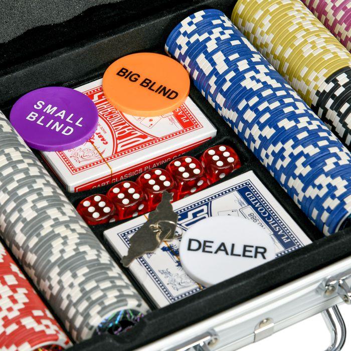 Immagine prodotto Swisshandel24 Set di valigette da poker, 500 fiches da 11,5 grammi, set da poker con serratura, 2 mazzi da poker