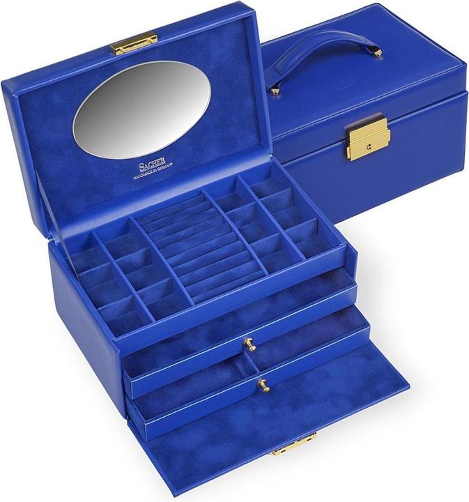 Sacher 24.519.561515 - Boîte à bijoux Emma colisimo bleu full-grain cowhide