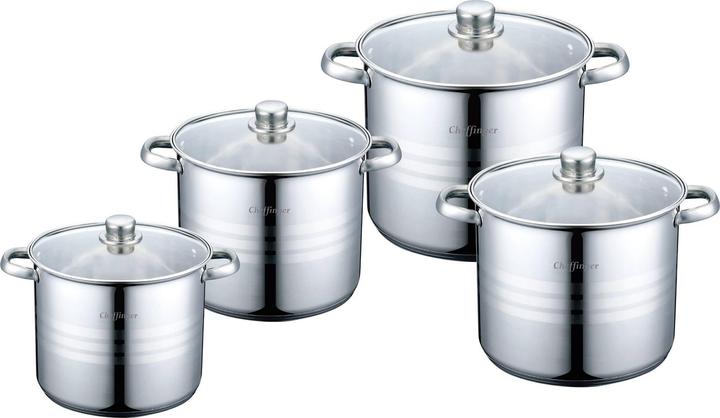 Actual product image JTI High-quality pots with lids - 4 pieces (28 cm, Pan set + pot set, Stainless steel)