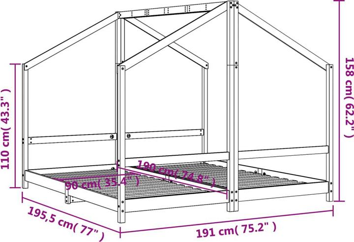 Immagine prodotto VidaXL Struttura letto per bambini (90 x 190 cm)