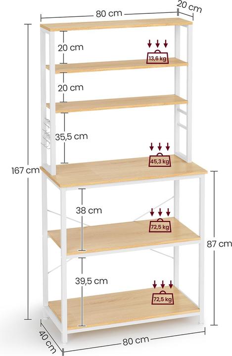 Productafbeelding Vasagle Winkel (80 x 40 x 167 cm)