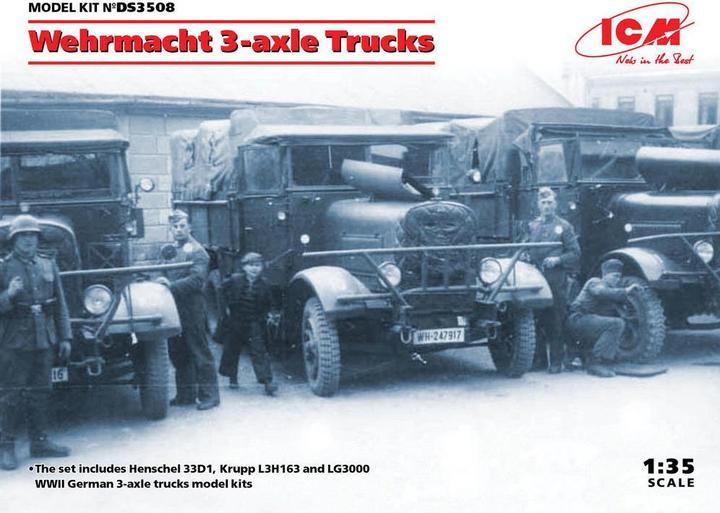 Immagine prodotto ICM Camion a 3 assi della Wehrmacht (Henschel 33D1, Krupp L3H163, LG3000)