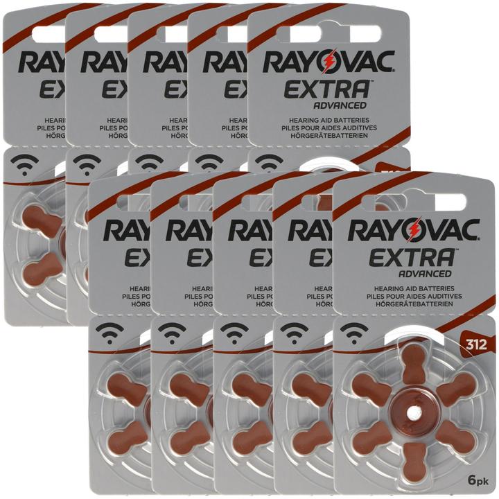 Immagine prodotto Rayovac 60 pezzi Batteria per apparecchi acustici Varta HA312, PR41, 4607, 5000252003205 (60 pz., 180 mAh)