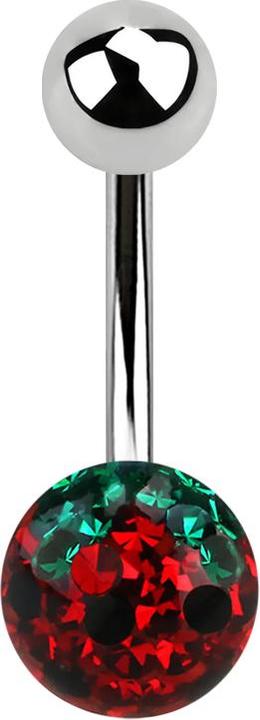 Produktbild Star Piercing Banane silber mit Kristall Kugel Erdbeere Epoxy Schutzschicht (Chirurgenstahl 316L)