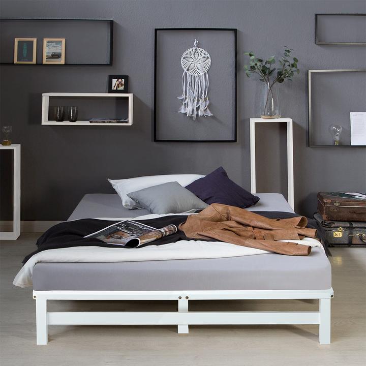 Produktbild Jamb Palettenbett Holzbett 140x200cm Massivholz Weiss (140 x 200 cm)