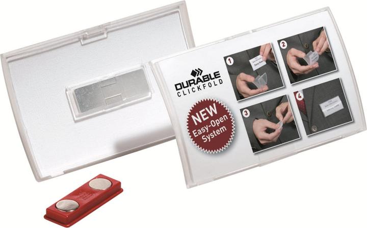Durable Porte-nom Click Fold avec aimant