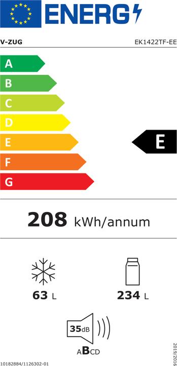 Label énergétique V-Zug 5106810015 (297 l)