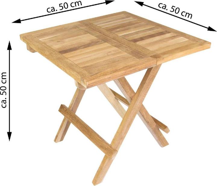 Actual product image VCM Balkontisch Gartentisch Teakholz Beistelltisch klappbar natur 50 x 50 cm (50 cm)