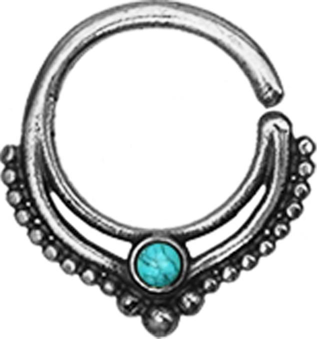 Star Piercing Micro Piercing Ring silber Kugelrand mit Türkis Stein (ohne Messing, 925 Sterlingsilber)