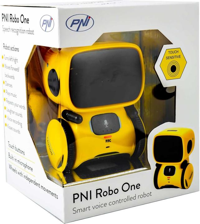 Immagine prodotto PNI Robot interattivo intelligente Robo One, controllo vocale, pulsanti a sfioramento, giallo