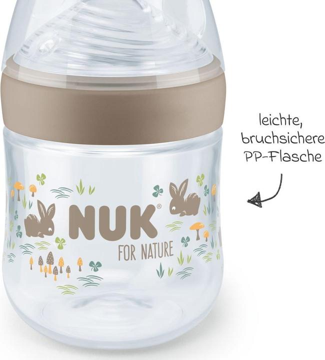 Produktbild NUK for Nature Babyflasche mit Temperature Control, mit brustähnlichem Silikon-Trinksauger aus nachh (150 ml)