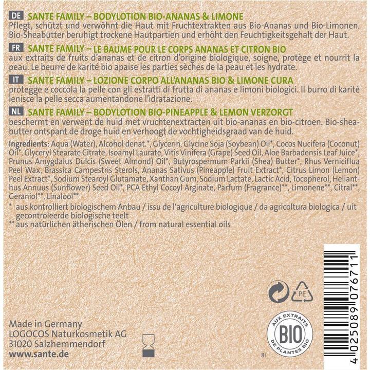 Image du produit Sante Bio Ananas & Citron vert (Crème pour le corps, 500 ml)