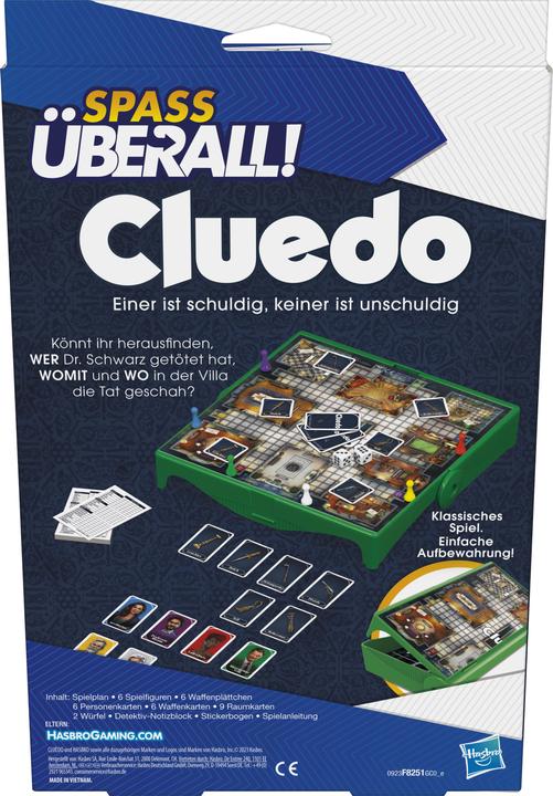 Immagine prodotto Hasbro Gaming Cluedo Compact, gioco portatile per 3-6 giocatori, gioco da viaggio per bambini, divertimento (Tedesco)