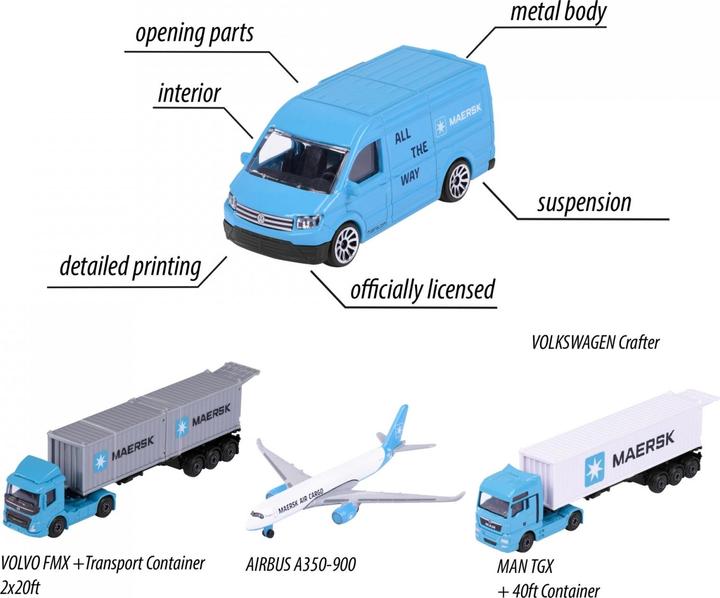 Produktbild Majorette MAERSK Transport Vehicles, 3-asst.