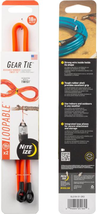 Nite Ize Gear Tie®18" Loopable™ Twist orange