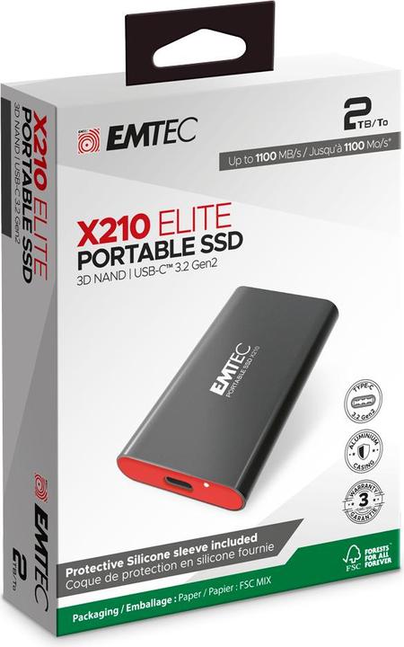 Actual product image Emtec SSD 3.2Gen2 X210 2TB Portable (2000 GB)