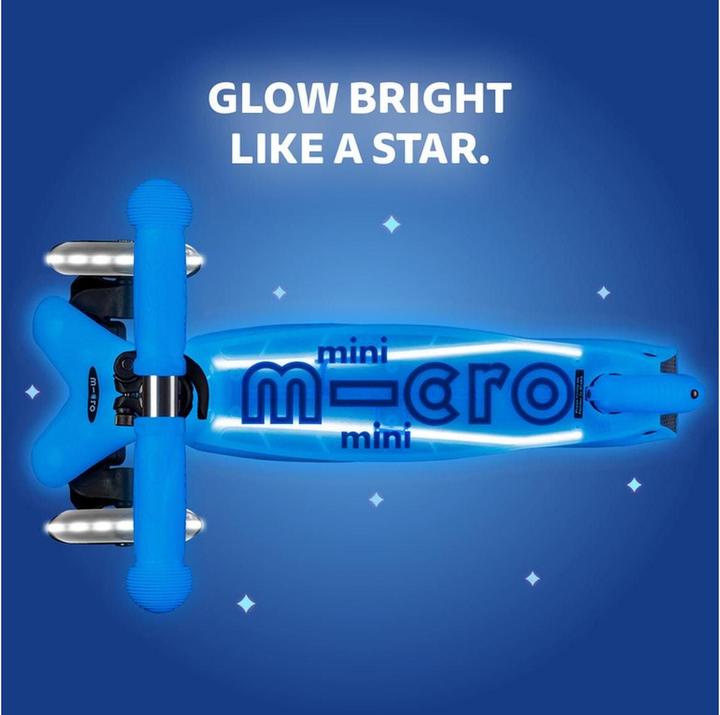 Actual product image Micro Scooter Mini Deluxe Glow Plus LED Blue