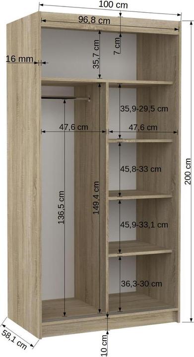 Produktbild ADRK Furniture Orlando (100 x 58 x 200 cm)