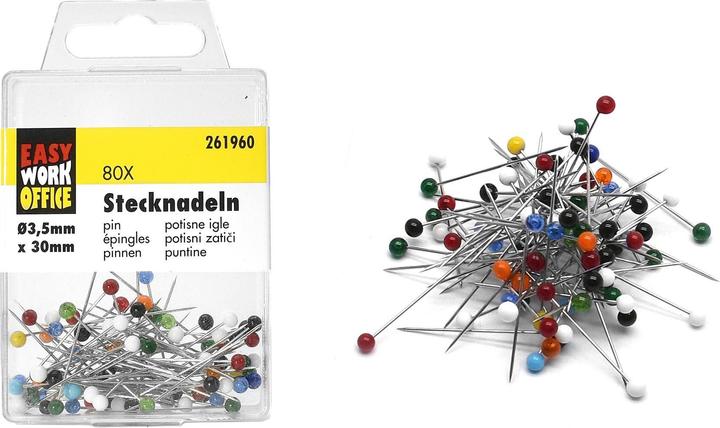 Easy Work 80 pins assorted colours.