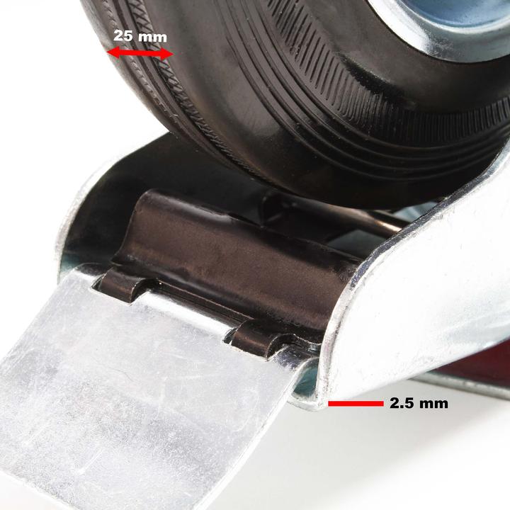 Immagine prodotto Wiltec Set di rulli da trasporto 125mm 2x Ruota a doppio arresto e 2x Ruota fissa, pneumatici pieni