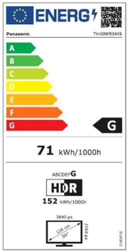 Etichetta energetica Panasonic TV-50W93AE6 (50", LED, 4K, 2023)